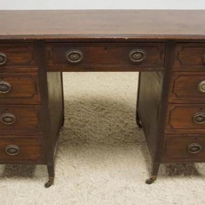 1231	ANTIQUE MAHOGANY KNEE HOLE DESK WITH REEDED FRONT LEGS, APPROXIMATELY 48 IN X 23 IN X 30 IN H
