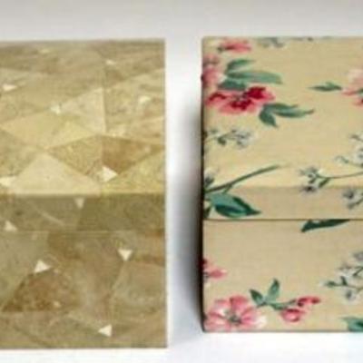 1149	2 JEWELRY BOXES, 1 WITH FAUX MARBLE FINISH AND ONE WITH MATERIAL COVER
