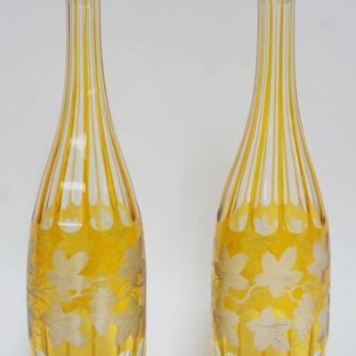 1122	BOHEMIAN GLASS AMBER CUT TO CLEAR DECANTORS, EACH APPROXIMATELY 14 1/2 IN H
