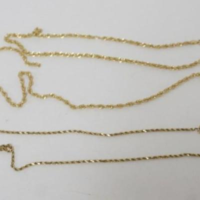 1198	2 10K  GOLD NECKLACES, 3.48 DWT, ONE NEEDS REPAIR
