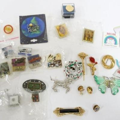 1184	34 ASSORTED PINS INCLUING HOLIDAY AND FORD
