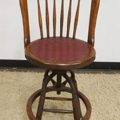 1247	BENT BROS OAK HOOP BACK SWIVEL STOOL, 1867, APPROXIMATELY 17 IN X 44 IN HIGH

