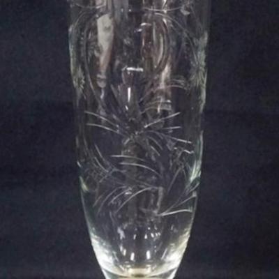 1116	FRANK M. WHITING STERLING SILVER BASED WHEEL CUT GLASS VASE, APPROXIMATELY 11 IN H
