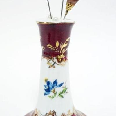 1192	KPM PORCELAIN HAT PIN HOLDER WITH HAT PINS, APPROXIMATELY 5 IN H
