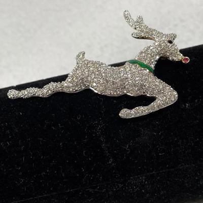 Kenneth Jay Lane For Franklin Mint Rudolph Reindeer Brooch 