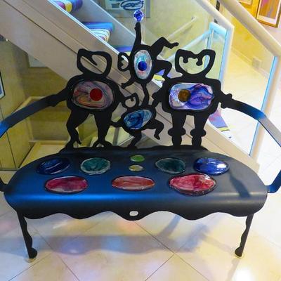 Drew Smith Iron and Glass settee