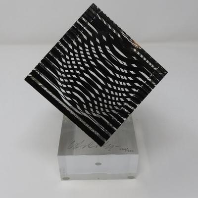 Victor Vasarely "Multi Wave Cube" acrylic sculpture