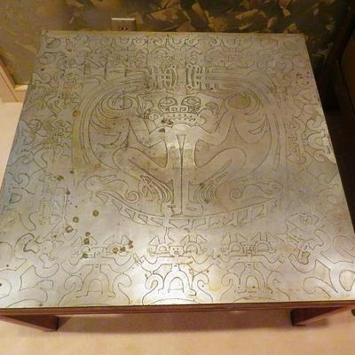 Jules Heumann tribal etched brass table