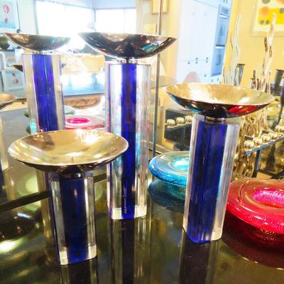 Venini Candleboi cobalt candlesticks