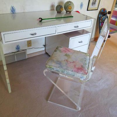 Lucite edge desk & chair