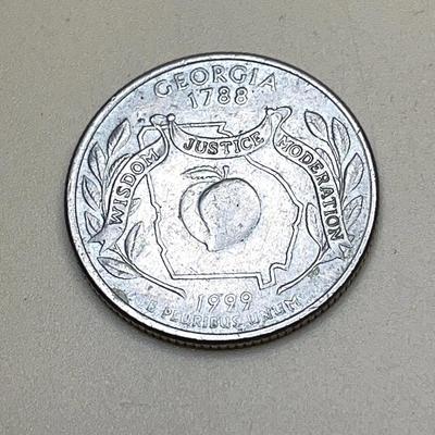 1999 P Georgia State Quarter Silver Coin - Die Chip Error - Collectible