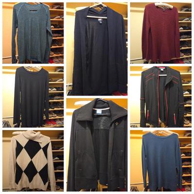 Lot of 8 Women’s M Tops, Cardigans & Jackets – Sweaters, Zip Jackets, Layering Pieces - Lululemon, J Jill, Lands End