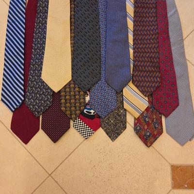 Lot of 16 Men’s Silk Ties – Mixed Brands & Patterns