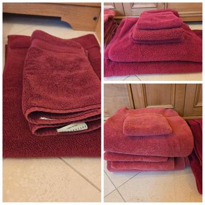 Selection of Pottery Barn and Royal Velvet Red Bathroom Towels - Bathroom Linens