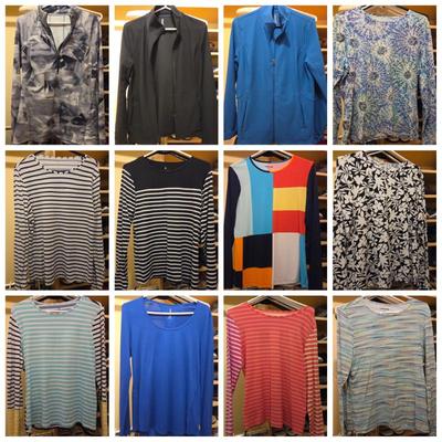 Lot of 14 Women’s Size Medium Athletic Jackets & Long Sleeve Tops – Mostly Lands End & Lucy