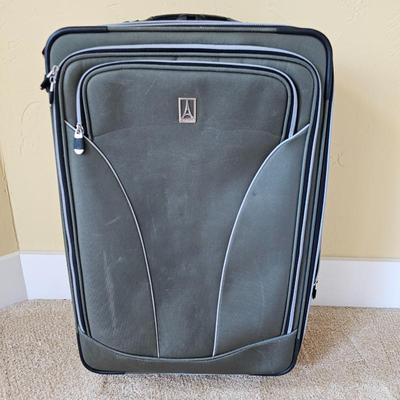 Travelpro Style 25” Large Checked Softside Luggage – Expandable Rolling Suitcase, Gray/Green