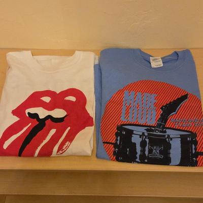 Lot of 2 Graphic Tees – Rolling Stones Tongue Shirt M + “Made Loud” Drum Graphic S 