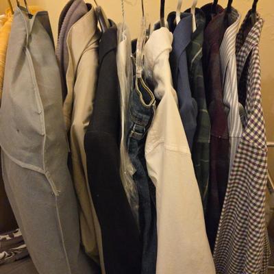 Men's Clothing Lot - XL North End 3-in-1 Jacket, 42XL Calvin Klein Suit Jacket, Levi Jeans, Various Dress & Casual Shirts Large...