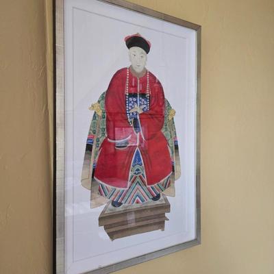Neiman Marcus Framed Chinese Ancestor Portrait Painting – Traditional Qing Dynasty Style Artwork (Man)