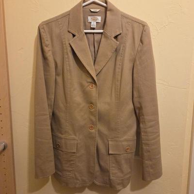 Talbots Women’s Size 6 Khaki Utility Blazer – Button Front Cotton Jacket – Safari Style Pockets