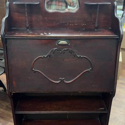 Antique Secretary Desk W/ Built In Mirror
