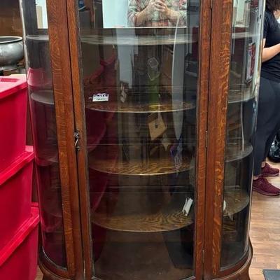 Antique Curio Cabinet W/ Built In Mirror