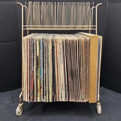 Vintage Golden Record Holder 24”x18”x12” With Over 70 Records