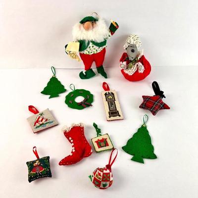 Lot #144 Santa's Best Baldy Chronic Worrier Santakins & Assorted Handmade Ornaments
