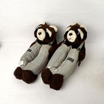 Lot #125 Vintage Wrecker Raccoon Slippers by Bondi – Plush Raccoon House Shoes - Womens Size 9-10