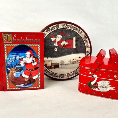 Lot #138 Vintage Christmas Tins - Set of 3