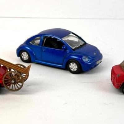 Lot #113 Set of 3 Vintage Diecast Cars – Darda Feuerwehr Van, VW Beetle & Fire Truck