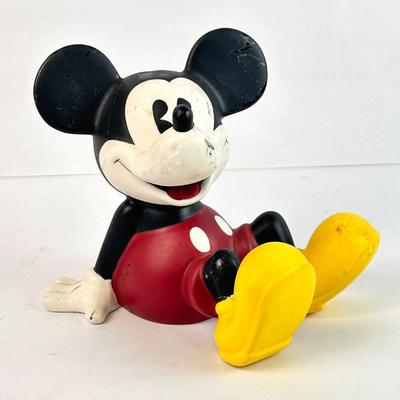 Lot #102 Vintage Enesco Mickey Mouse Sitting Bank – Disney Coin Bank – Paint Wear & Repair