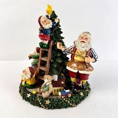 Lot #146 Vintage Fitz & Floyd Santas Helpers Musical Figurine - Plays Toyland