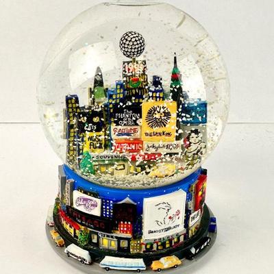 Lot #150 Vintage Broadway Snow Globe – Plays “Carol of the Bells,” Times Square Musicals, Chicago,Titanic, Phantom