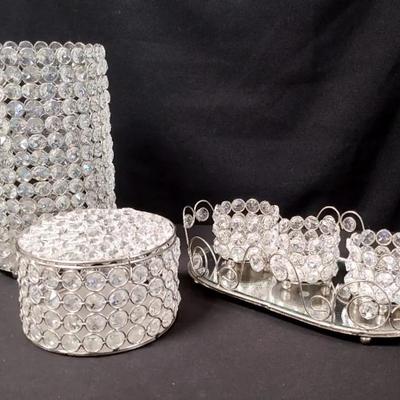 Shimmering Silvertone Accessories With Crystal Clear Accents - Home Decor #2