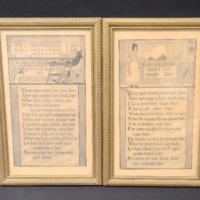 Marital Bliss - Fun, Framed Advice For A Happy Home, By Reinthal & Newman, NY