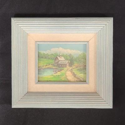 Petite Painting Featuring A Quaint Landscape By D. Chas Kingsbury With COA