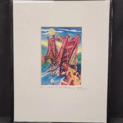 Golden Gate Bi Plane By Mark Monsarrat Signed And Numbered Print