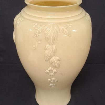 Large, Lovely Pressed Glass Vase In Classic Cream-Tone