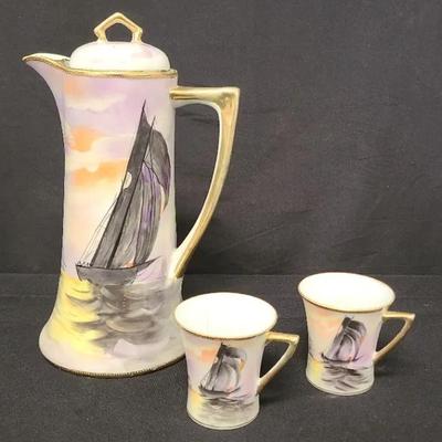 Rise & Shine Maritime Morning Coffee Carafe With Cups - 3 Piece set