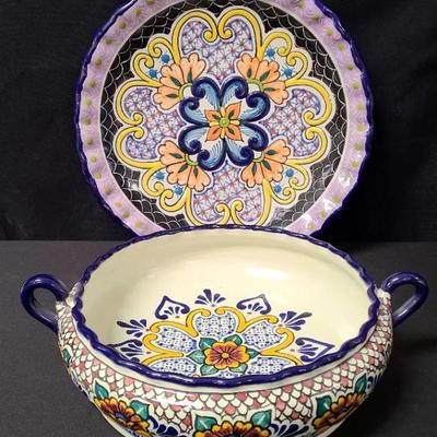 Pair Of Hand Painted Serving Dishes 