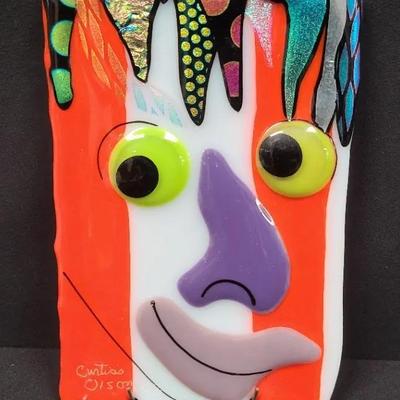 Quirky Curtiss Olson Creation  - Decorative Glass Petite Panel, Signed '02