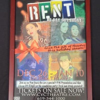 RENT Theatrical Advertising Poster - Signed And Framed