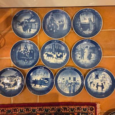 Royal Copenhagen Christmas Plate Lot 1980–1989 – Set of 10 Danish Holiday Collector Plates