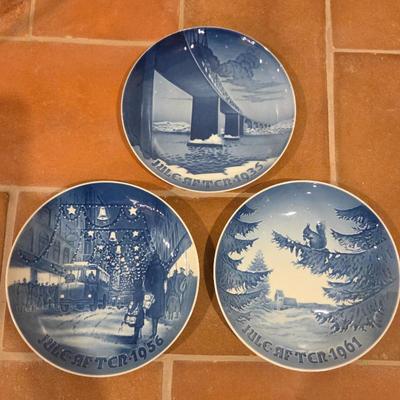 Bing & Grondahl B&G Christmas Plate Lot – 1935, 1956, 1961 – Blue & White Denmark Porcelain
