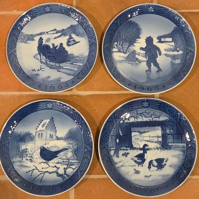 Royal Copenhagen Christmas Plates 1964–1969 Lot of 4 – Blue & White Danish Porcelain