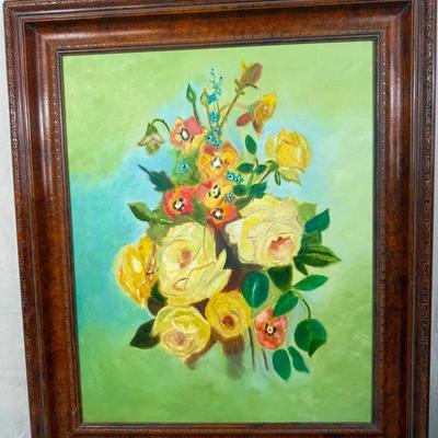 Framed Floral Still-Life Painting