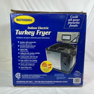 Butterball Indoor Electric Turkey Fryer w/ Lid & Basket (Stainless Steel) – In Box