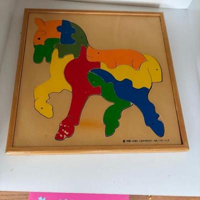 vintage 1985 Aims wooden horse puzzle
