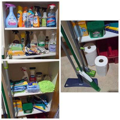 Huge Cleaning Supplies Lot • Sprays, Wipes, Microfiber Cloths, Bona, Swiffer, Paper Towels